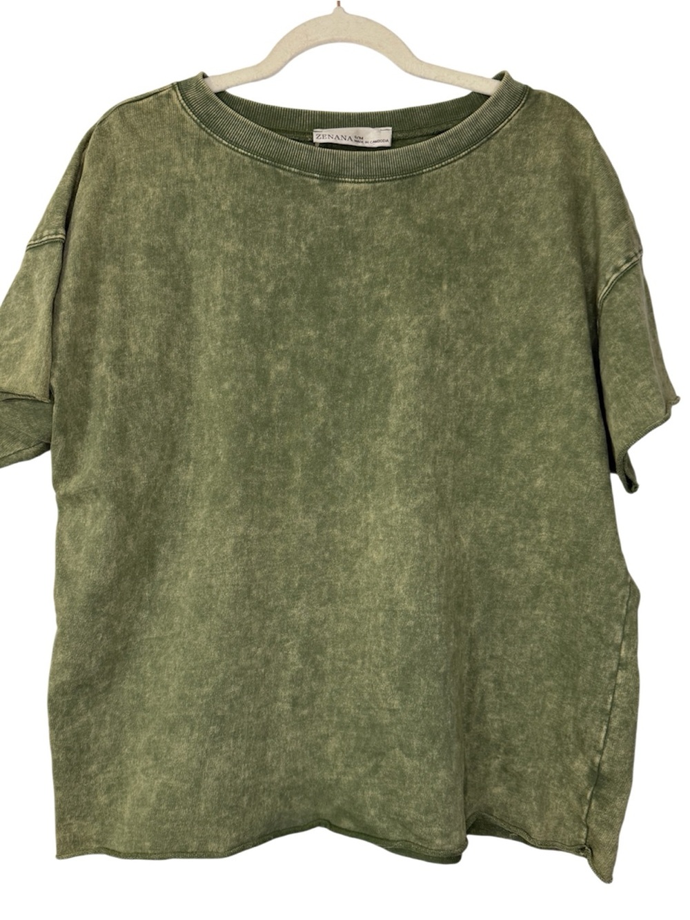 Zenana Outfitters Vintage Washed Olive Short Sleeve Tee